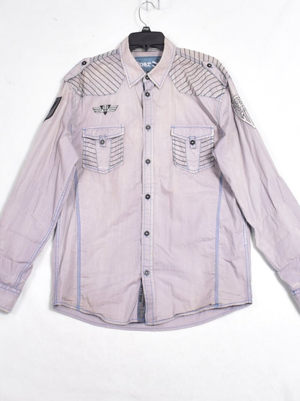 Roar Men's Aviation Edition Aces High Embroidered Button Up Shirt Size Large
